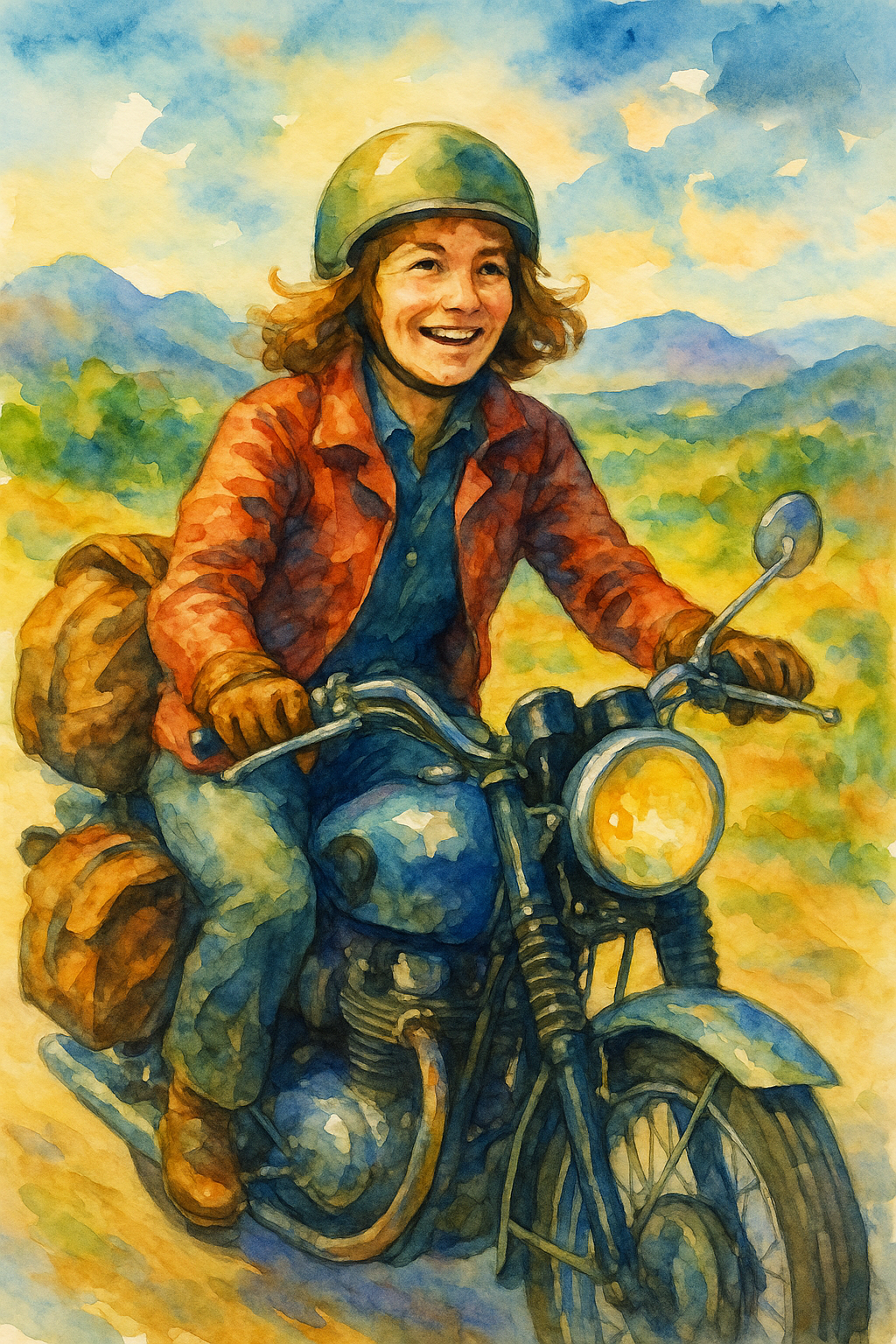 Anne-France Dautheville sur sa moto